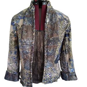 Vintage Alberto Makali Sleeveless Blouse and Jacket Size 6 Bejeweled Geometric